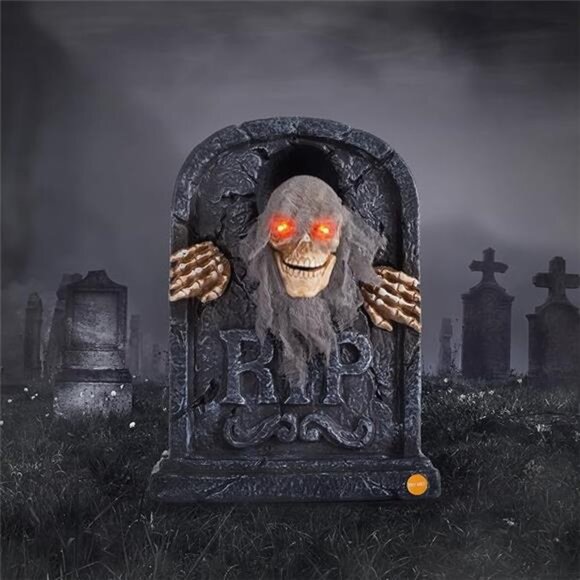 Halloween Animatronic Zombie Tombstone Animated Skeleton Decorations - Sensor - Picture 7 of 7
